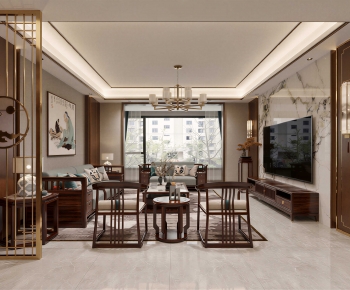 New Chinese Style A Living Room-ID:210872897