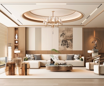New Chinese Style A Living Room-ID:377355105