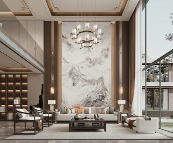 New Chinese Style A Living Room-ID:652514933