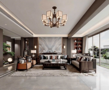 New Chinese Style A Living Room-ID:244488951