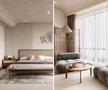 Wabi-sabi Style Bedroom-ID:107763057