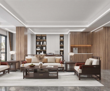 New Chinese Style A Living Room-ID:732676981
