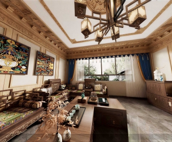New Chinese Style A Living Room-ID:482157952