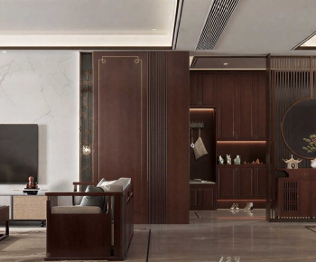 New Chinese Style A Living Room-ID:640958077