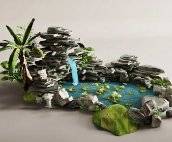 New Chinese Style Rockery Waterscape-ID:614346986