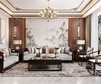 New Chinese Style A Living Room-ID:100205907