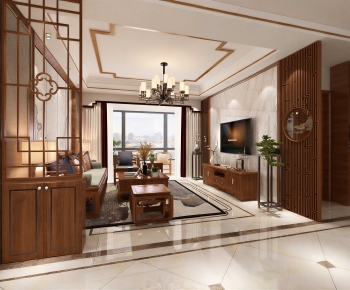 New Chinese Style A Living Room-ID:208662032