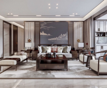 New Chinese Style A Living Room-ID:175477989