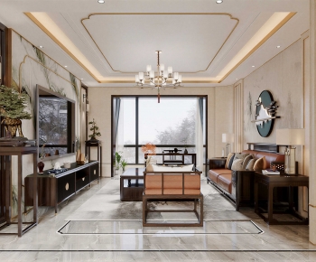 New Chinese Style A Living Room-ID:880620539