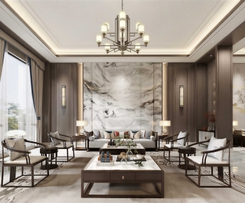 New Chinese Style A Living Room-ID:673378943