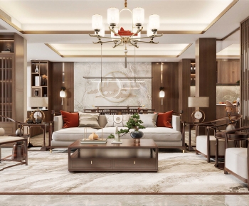 New Chinese Style A Living Room-ID:752640012