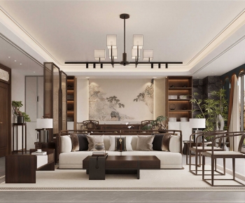 New Chinese Style A Living Room-ID:132556927