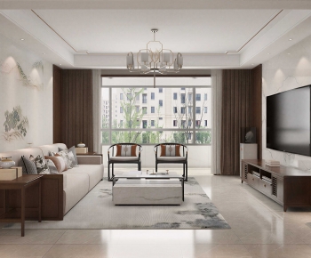 New Chinese Style A Living Room-ID:599529782