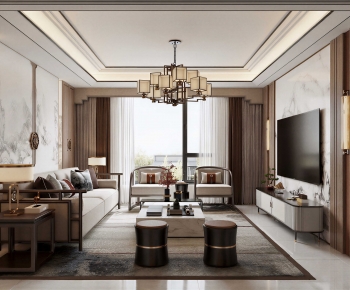 New Chinese Style A Living Room-ID:544022083