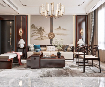 New Chinese Style A Living Room-ID:206515079