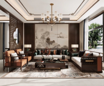 New Chinese Style A Living Room-ID:319927938