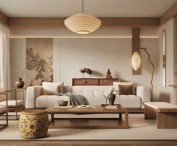 New Chinese Style A Living Room-ID:664123066