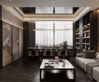 New Chinese Style A Living Room-ID:663129091