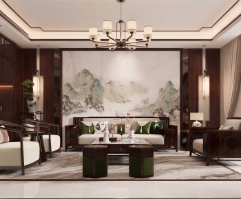 New Chinese Style A Living Room-ID:502216103