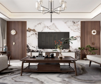 New Chinese Style A Living Room-ID:735388999