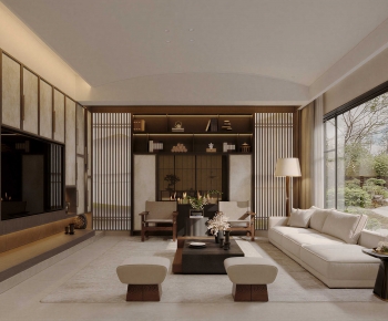 New Chinese Style A Living Room-ID:522407057