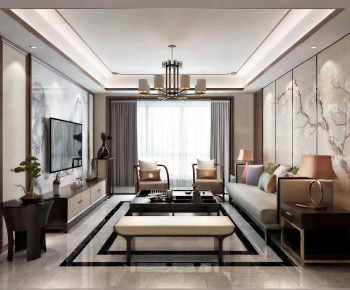 New Chinese Style A Living Room-ID:710860012