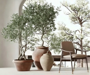 Wabi-sabi Style Ground Green Plant Potted Plants-ID:703888893