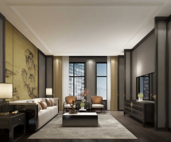 New Chinese Style A Living Room-ID:312230117