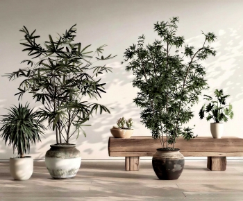 Wabi-sabi Style Ground Green Plant Potted Plants-ID:488327038