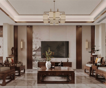 New Chinese Style A Living Room-ID:886872055