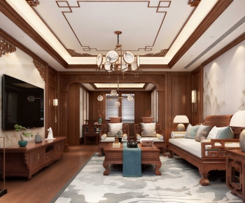 New Chinese Style A Living Room-ID:353959089