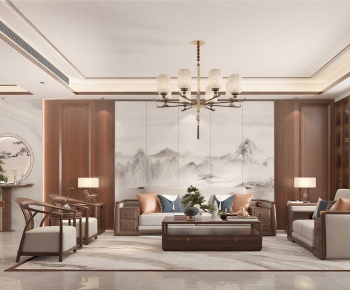 New Chinese Style A Living Room-ID:913779777