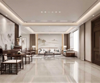 New Chinese Style A Living Room-ID:992841963