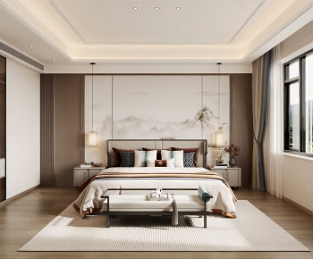 New Chinese Style Bedroom-ID:619945051