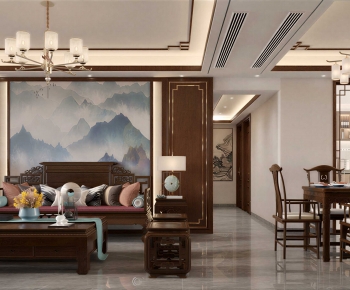 New Chinese Style A Living Room-ID:348407984