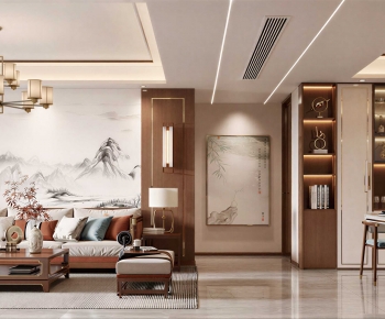 New Chinese Style A Living Room-ID:404372932