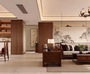 New Chinese Style A Living Room-ID:221290116