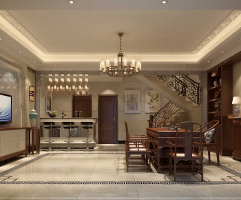 New Chinese Style A Living Room-ID:506623038