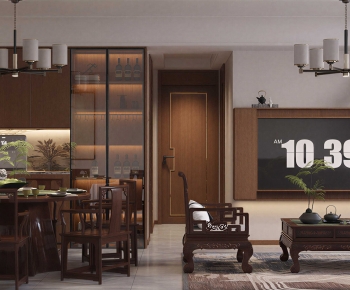 New Chinese Style A Living Room-ID:642857077