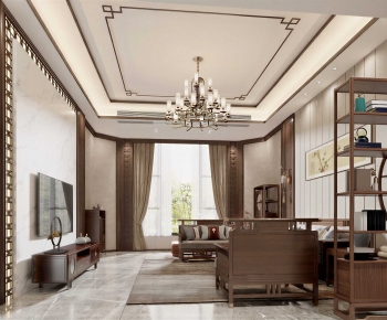 New Chinese Style A Living Room-ID:506373888