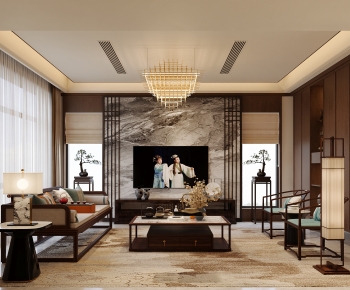 New Chinese Style A Living Room-ID:101220687