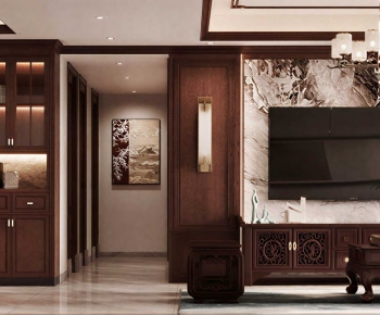 New Chinese Style A Living Room-ID:655018095