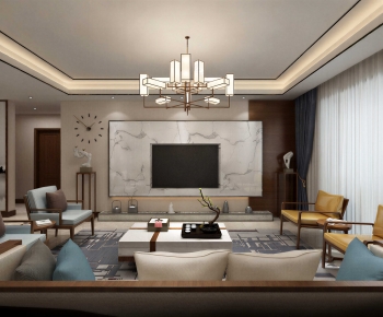 New Chinese Style A Living Room-ID:852941044