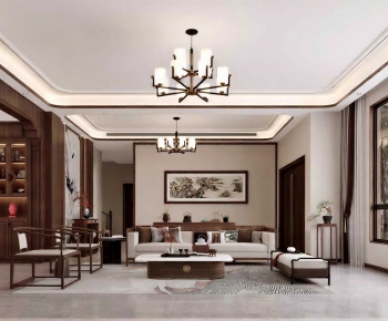 New Chinese Style A Living Room-ID:378309972