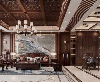 New Chinese Style A Living Room-ID:550559049