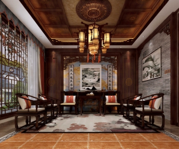 New Chinese Style A Living Room-ID:694922922