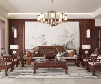 New Chinese Style A Living Room-ID:464899599