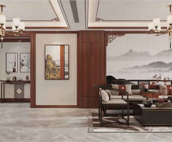 New Chinese Style A Living Room-ID:440942053