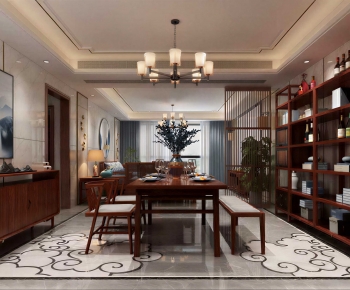 New Chinese Style Dining Room-ID:660450942