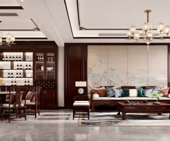 New Chinese Style A Living Room-ID:806837081